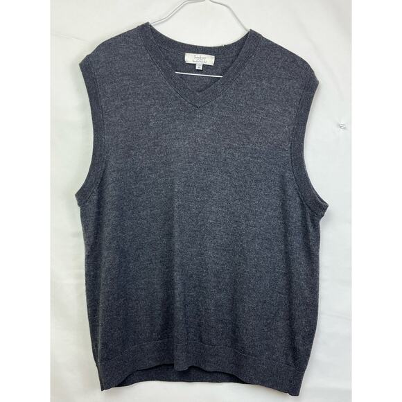 Turnberry Men's Size XL Gray 100% Extra Fine Merino Wool Sleeveless Vest - Picture 1 of 9
